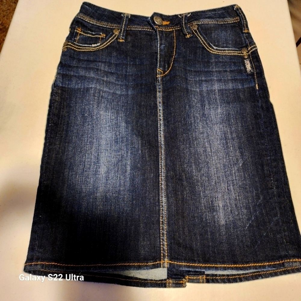 Silver Jeans Blue and Gold Pencil Skirt for Work